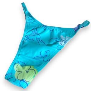 Vintage deadstock abstract blue floral thong bikini bottoms